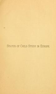 Cover of: Status of child study in Europe