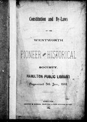 Constitution and bylaws of the Wentworth Pioneer and Historical Society