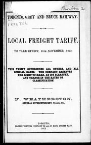 Local freight tariff, to take effect, 15th November, 1872