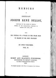 Cover of: Memoirs of Lieutenant Joseph René Bellot ... by J. R. Bellot, J. R. Bellot