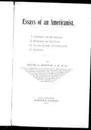 Cover of: Essays of an Americanist by Daniel Garrison Brinton