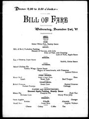 Cover of: Dinner, bill of fare by 