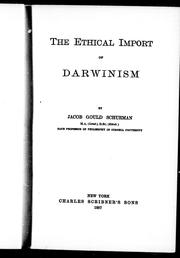Cover of: The ethical import of Darwinism