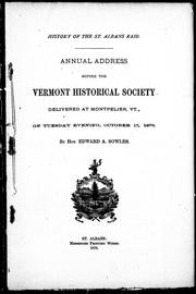 Annual address before the Vermont Historical Society by Edward A. Sowles