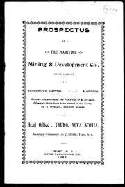 Prospectus of the Maritime Mining & Development Co., limited liability by Maritime Mining & Development Co.