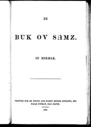 Cover of: Ae [i.e. The] Buk ov Samz in Mikmak