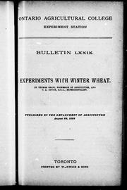 Cover of: Experiments with winter wheat