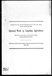 Cover of: Chemical work in Canadian agriculture by Frank T. Shutt