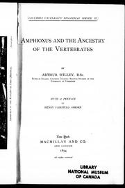 Cover of: Amphioxus and the ancestry of the vertebrates