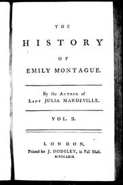 Cover of: The history of Emily Montague by Frances Brooke