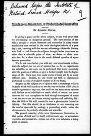 Cover of: Spontaneous generation, or predestinated generation by Thomas Roderick Fraser