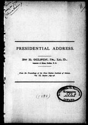 Cover of: Presidential address | Edwin Gilpin