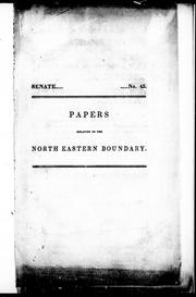 Cover of: Papers relating to the north eastern boundary