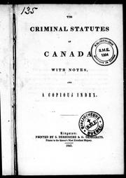 The Criminal statutes of Canada by Canada
