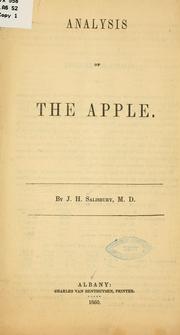 Cover of: Analysis of the apple