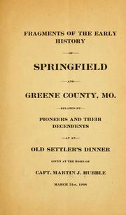 Cover of: Fragments of the early history of Springfield and Green County by Martin Jones Hubble