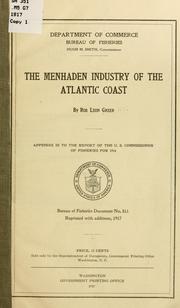 Cover of: The menhaden industry of the Atlantic coast by Rob Leon Greer