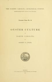 Cover of: Oyster culture in North Carolina by Robert Ervin Coker