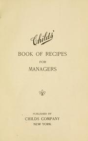 Cover of: Childs' book of recipes for managers
