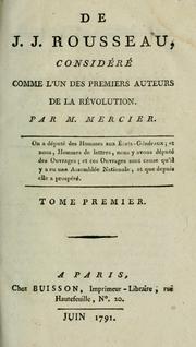 Cover of: De J.J. Rousseau, considéré comme l'un des premiers auteurs de la Révolution