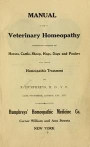 Manual of veterinary homeopathy, comprising diseases of horses, cattle, sheep, hogs, dogs and poultry and their homeopathic treatment
