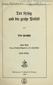 Cover of: Der Krieg und die grosse Politik by Otto Hoetzsch