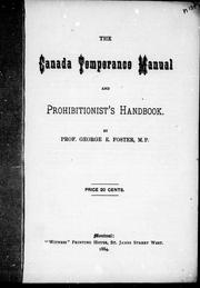Cover of: The Canada temperance manual and prohibitionist's handbook
