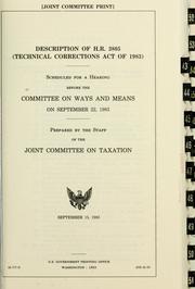 Cover of: Description of H.R. 3805 (Technical Corrections Act of 1983): scheduled for a hearing before the Committee on Ways and Means on September 22, 1983