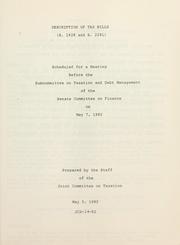 Cover of: Description of tax bills (S. 1928 and S. 2281) | 