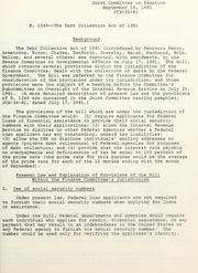 Cover of: S. 1249--the Debt Collection Act of 1981. | 