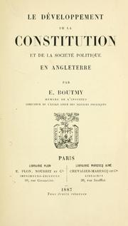 Cover of: Le développement de la constitution et de la société politique en Angleterre. by Emile Gaston Boutmy