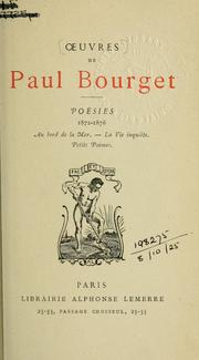 Cover of: Poésies, 1872-1876. by Paul Bourget