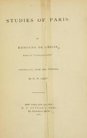 Cover of: Studies of Paris by Edmondo De Amicis, Edmondo De Amicis