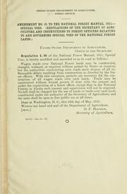 Cover of: Amendment no. to the National forest manual, 1911 by United States. Forest Service.