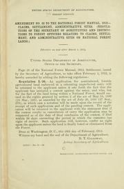 Cover of: Amendment no. to the National forest manual, 1912: Claims ...