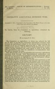 Cover of: Cooperative agricultural extension work ... by United States. Congress. House. Committee on Agriculture