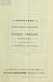 Cover of: Programme des quatre concerts d'orchestre de musique française moderne