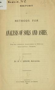 Cover of: Report on methods for analysis of soils and ashes, for the American Association of official agricultural chemists. by R. C. Kedzie