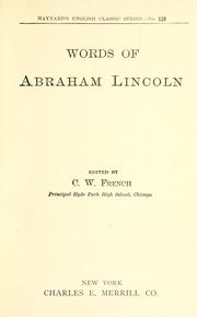 Cover of: Words of Abraham Lincoln by Abraham Lincoln