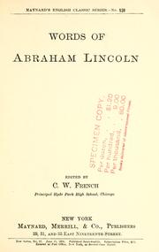 Cover of: Words of Abraham Lincoln | Abraham Lincoln