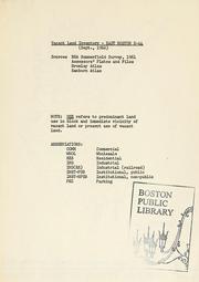 Cover of: Vacant land inventory - east Boston r-44. by Boston Redevelopment Authority