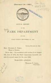 Cover of: Annual report by Boston (Mass. Board of Commissioners of the Department of Parks.