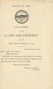 Cover of: Annual report by Boston (Mass. Board of Commissioners of the Department of Parks.