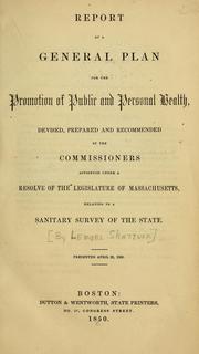 Report of a general plan for the promotion of public and personal health