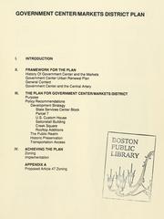 Cover of: The government center markets district plan. | Boston Redevelopment Authority