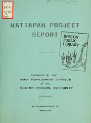 Cover of: Mattapan project report. by Boston Housing Authority, Boston Housing Authority.