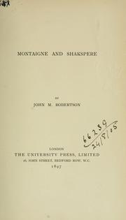 Cover of: Montaigne and Shakspere