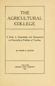 Cover of: The agricultural college