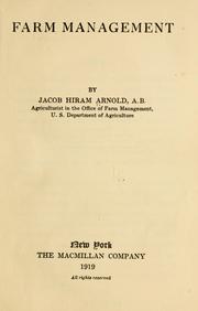 Cover of: Farm management by Jacob Hiram Arnold