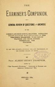 Cover of: The examiner's companion by Albert Henry Thompson